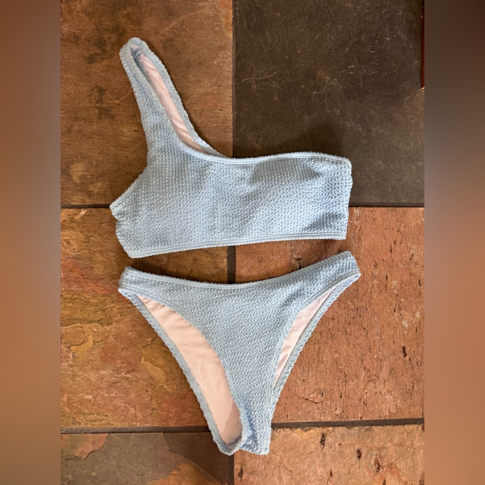 Light blue textured bikini